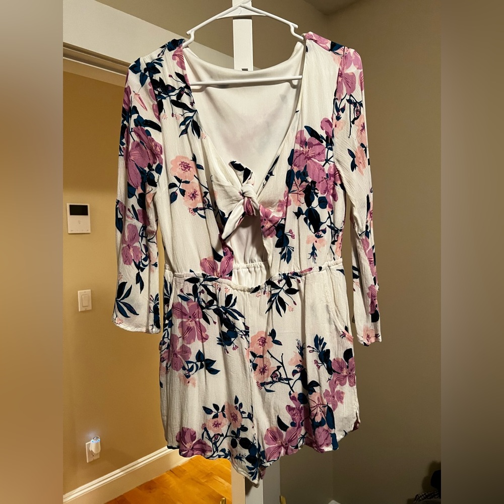 Long-Sleeved Floral Romper